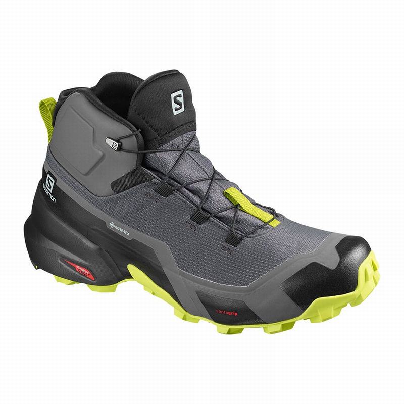 Salomon CROSS HIKE MID GORE-TEX - Mens Hiking Boots - Black/Light Green - NZ (06193-PDNA)